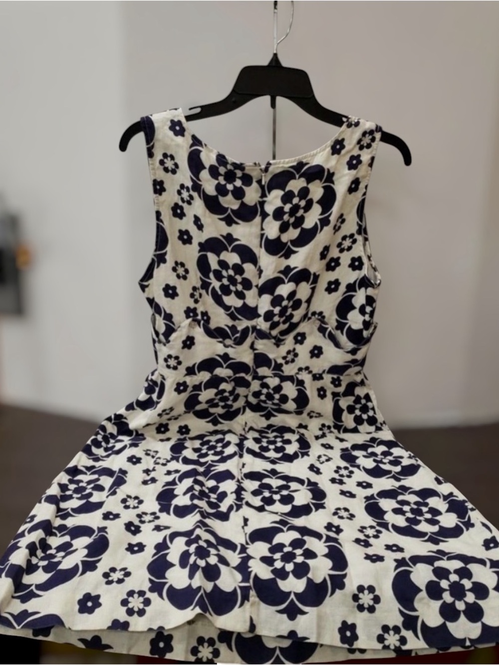 Sleeveless Floral Midi Dress in Navy and White - Picture 5 of 6